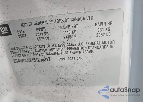 2006 Buick Lacrosse Cxl из США, поврежденный, VIN 2G4WD582161296317